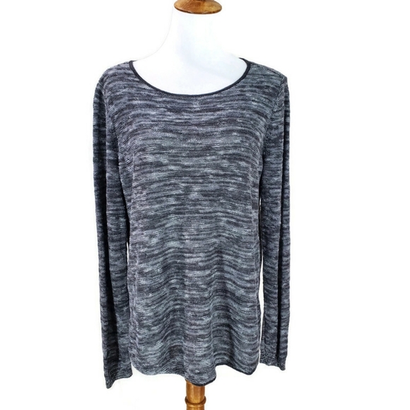 Eileen Fisher Organic Linen Cotton Lightweight Sweater Heathered Dark Gray M - Picture 1 of 8